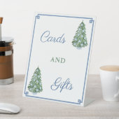 シックな青と緑の休日のウェディングカード&ギフト 台座サイン (インサイチュ)