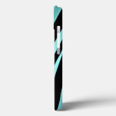 シックな青と黒のゼブラストライプ名モノグラム Case-Mate iPhoneケース (裏面 / 左)