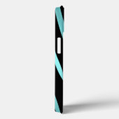 シックな青と黒のゼブラストライプ名モノグラム Case-Mate iPhoneケース (裏面 / 右)