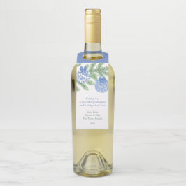 シックな青のホワイトジンジャージャーブラブルメリークリスマス ボトルネックタグ