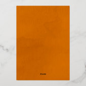 シックな青の小さなかわいこちゃんオレンジ色の赤ちゃんシャワー 箔招待状 (裏面)