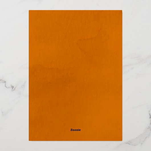 シックな青の小さなかわいこちゃんオレンジ色の赤ちゃんシャワー 箔招待状 (裏面)