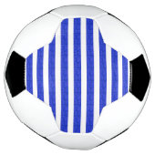 シックな青の幾何学的ストライプ サッカーボール (回転)