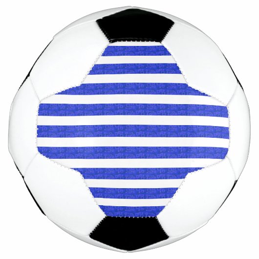 シックな青の幾何学的ストライプ サッカーボール (正面)