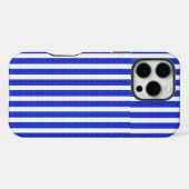 シックな青の幾何学的ストライプ iPhoneケース (裏面横)