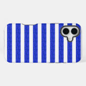 シックな青の幾何学的ストライプ iPhoneケース (裏面横)