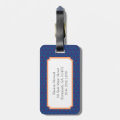 シックな青の抽象芸術幾何学的なパターンモノグラム ラゲッジタグ (裏面縦)