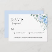 シックな青の植物性食品アレルギーrsvp結婚式 出欠カード (正面/裏面)