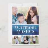 シックな青の水色の暖かい願いクリスマスフォト シーズンカード (正面)