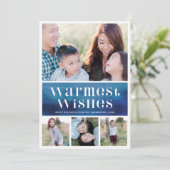 シックな青の水色の暖かい願いクリスマスフォト シーズンカード (スタンド正面)