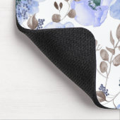 シックな青の水色の花 マウスパッド (コーナー)