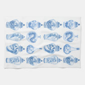 シックな青の白い陳腐な磁器ジンジャージャー キッチンタオル (横)