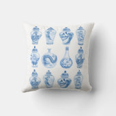 シックな青の白い陳腐な磁器ジンジャージャー クッション (裏面)