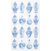 シックな青の白い陳腐な磁器ジンジャージャー テーブルクロス (正面)