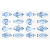 シックな青の白い陳腐な磁器ジンジャージャー テーブルクロス (正面(横))