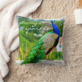シックな青の緑の孔雀の写真は常に輝く クッション (ブランケット)