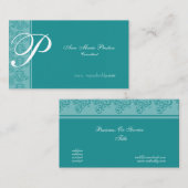 シックな青緑のクラシックなレタリングのコンサルタント 名刺 (正面/裏面)