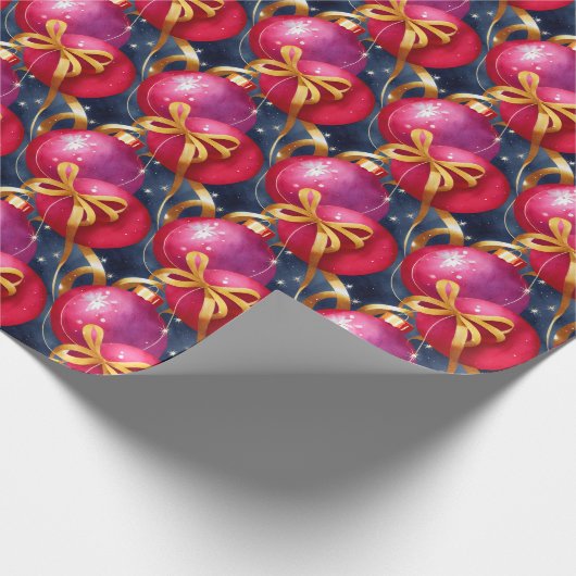 シックな高級クリスマスウォーターカラーパープルバウル ラッピングペーパー (角)