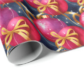 シックな高級クリスマスウォーターカラーパープルバウル ラッピングペーパー (ロールコーナー)