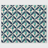 シックな高級クリスマスウォーターカラーブルーデコレーション ラッピングペーパー (フラット)