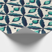 シックな高級クリスマスウォーターカラーブルーデコレーション ラッピングペーパー (角)