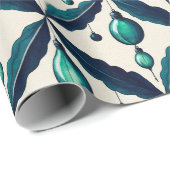 シックな高級クリスマスウォーターカラーブルーデコレーション ラッピングペーパー (ロールコーナー)