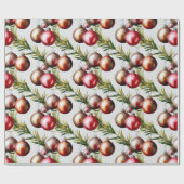 シックな高級クリスマスウォーターカラーボーブルズパインツリー ラッピングペーパー (フラット)