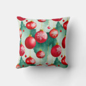 シックな高級クリスマスウォーターカラーレッドデコレーション クッション (裏面)