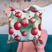 シックな高級クリスマスウォーターカラーレッドデコレーション クッション