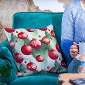 シックな高級クリスマスウォーターカラーレッドデコレーション クッション