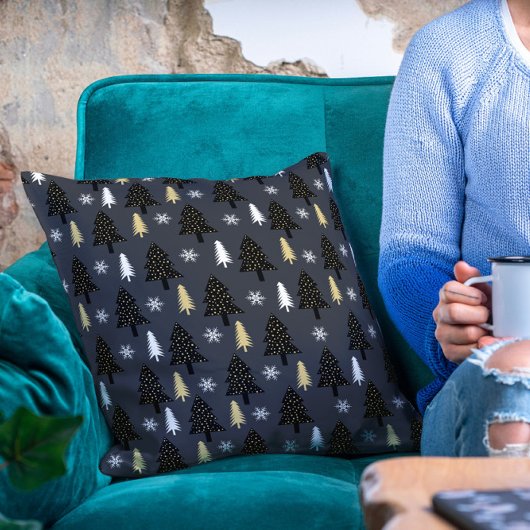 シックな高級モダンクリスマスツリーパターン クッション