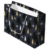 シックな高級モダンクリスマスツリーパターン ラージペーパーバッグ (正面アングル)