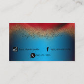 シックな高級金ゴールドグリッターオンブルーアンドレッドメタリック 名刺 (裏面)