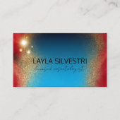 シックな高級金ゴールドグリッターオンブルーアンドレッドメタリック 名刺 (正面)