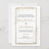 シックな高級金ゴールドグリッター結婚の葉 招待状 (正面)