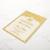 シックな高級金ゴールド幾何学イスラム結婚教徒 箔招待状 (回転した状態)