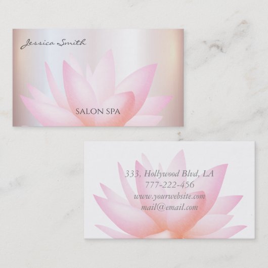 シックな魅力的水エレガント色ピンクの蓮の花 名刺 (正面/裏面)
