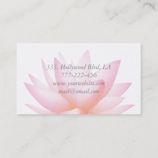 シックな魅力的水エレガント色ピンクの蓮の花 名刺 (裏面)