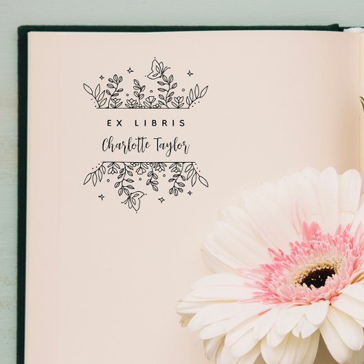 シックな魅惑の森の植物学カスタム書 セルフインキングスタンプ