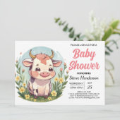 シックな魔法のボヘミアン牛の赤ちゃんシャワー 招待状 (スタンド正面)