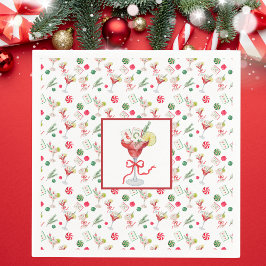 シックな麻雀クリスマス グランドミレニアル 水彩画 スタンダードカクテルナプキン