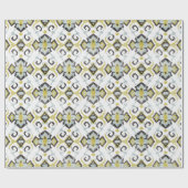 シックな黄色および灰色のイカット種族パターン ラッピングペーパー (フラット)