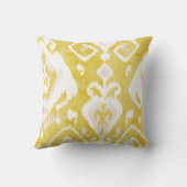 シックな黄色および灰色のダマスク織のイカット種族パターン クッション (裏面)