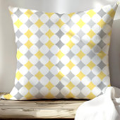 シックな黄色とグレーのダイアモンパターン クッション