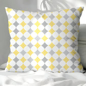シックな黄色とグレーのダイアモンパターン クッション