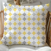 シックな黄色とグレーのダイアモンパターン クッション