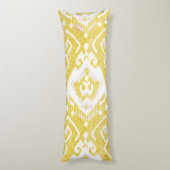 シックな黄色とグレーのダマスクイカットの部族パターン ボディピロー (裏面 (縦))