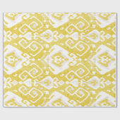 シックな黄色とグレーのダマスクイカットの部族パターン ラッピングペーパー (フラット)