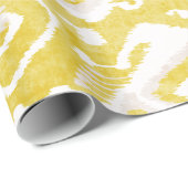 シックな黄色とグレーのダマスクイカットの部族パターン ラッピングペーパー (ロールコーナー)