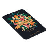 シックな黄色のオレンジ色の花模様結婚式日付を保存 マグネット (右側)